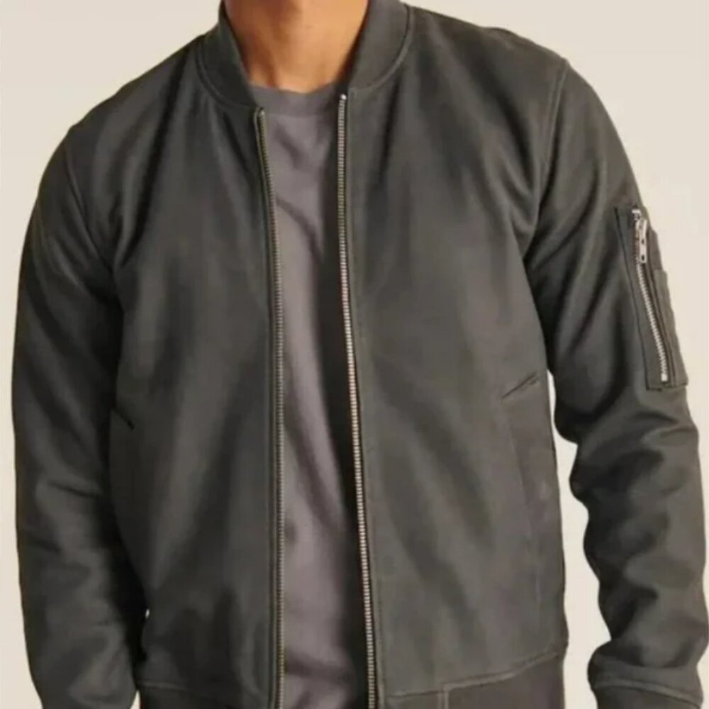 Abercrombie & Fitch Genuine Suede Gray Bomber Jacket